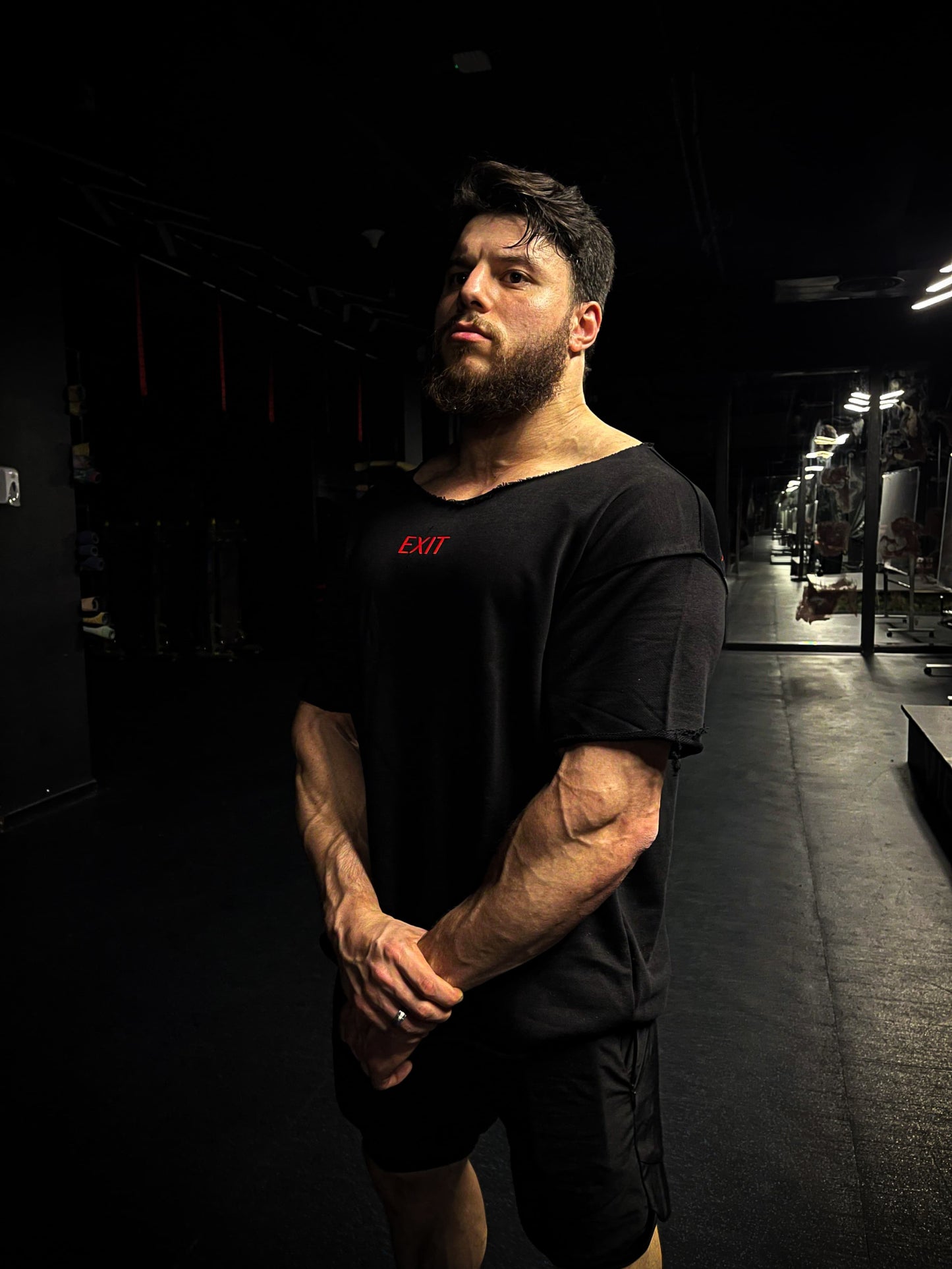 Wide Neck Oversized T-Shirt - Black V1