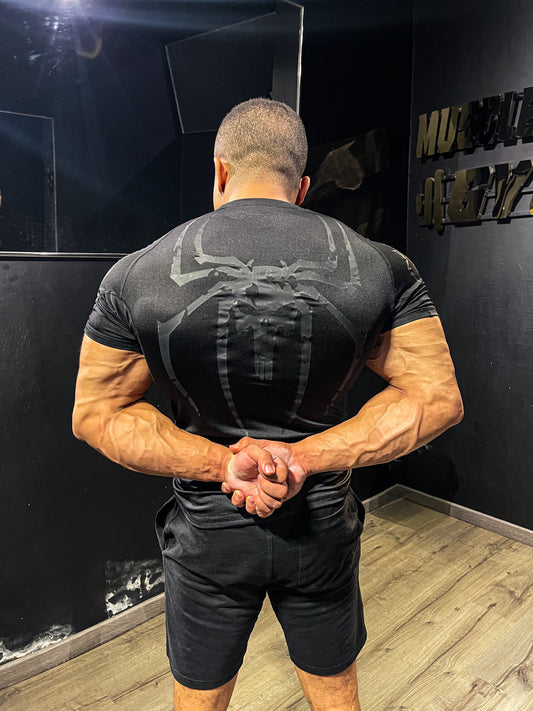 Compression T-Shirt Black (SpiderxPunisher)