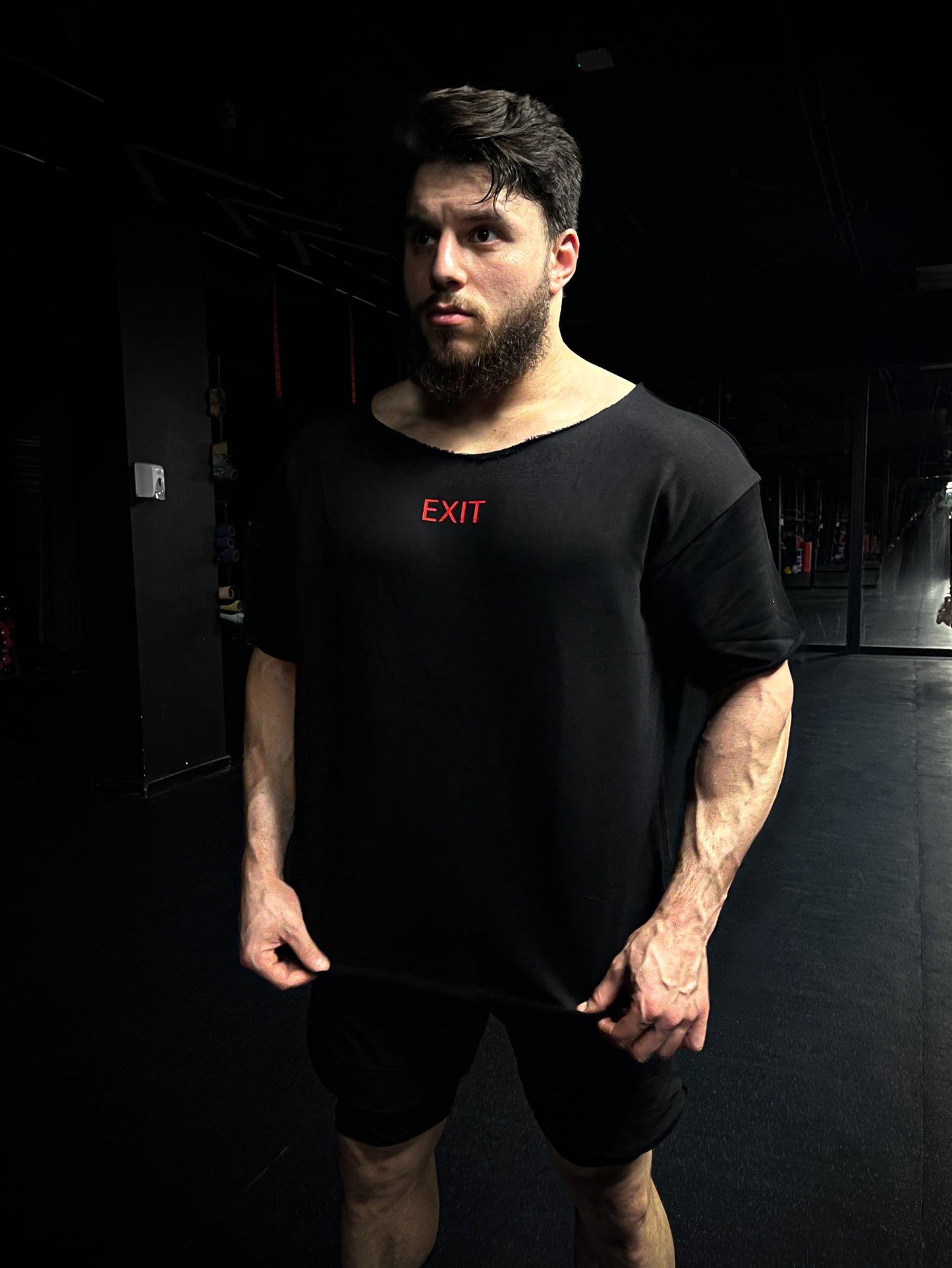 Wide Neck Oversized T-Shirt - Black V1