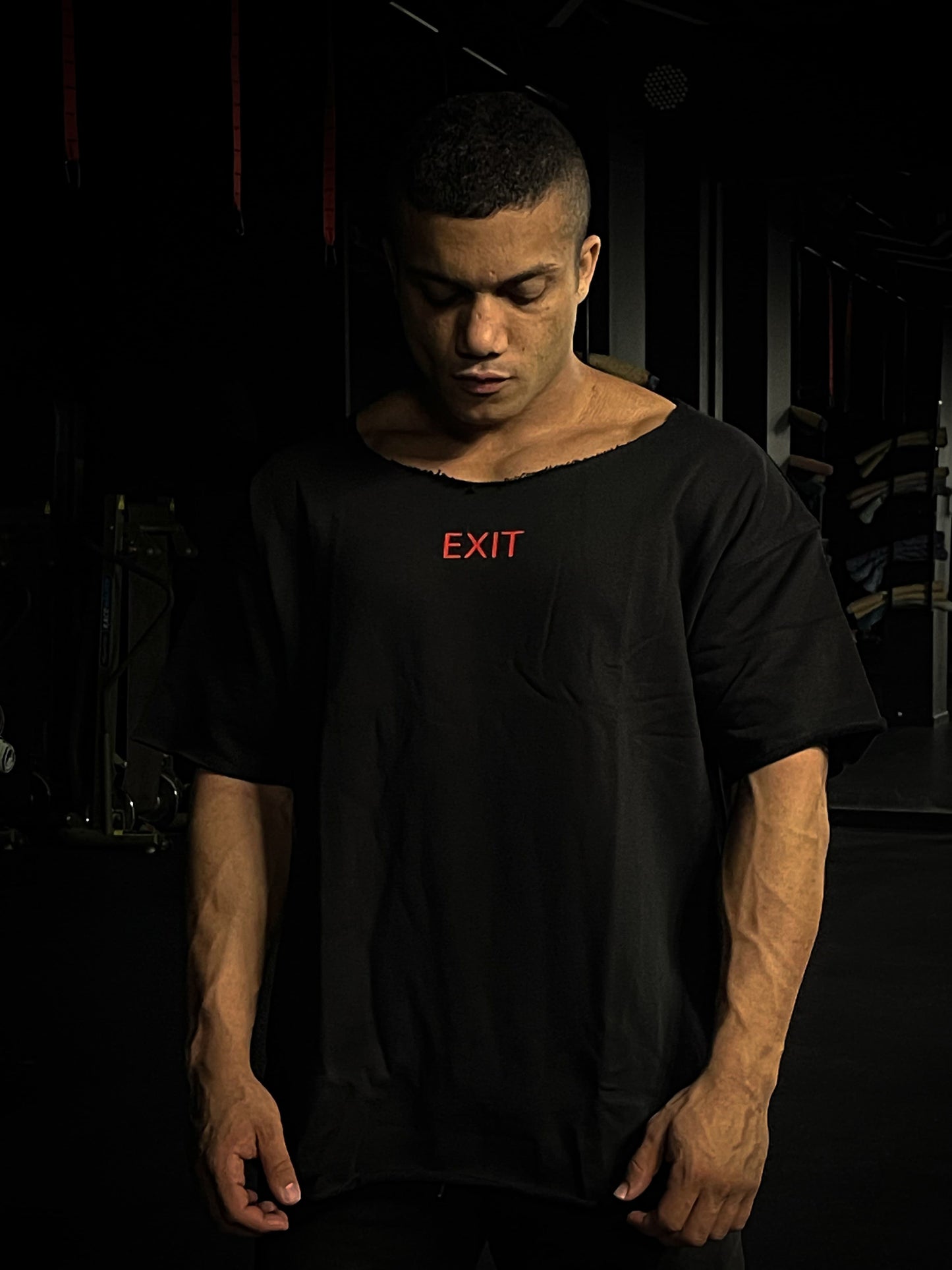 Wide Neck Oversized T-Shirt - Black V1