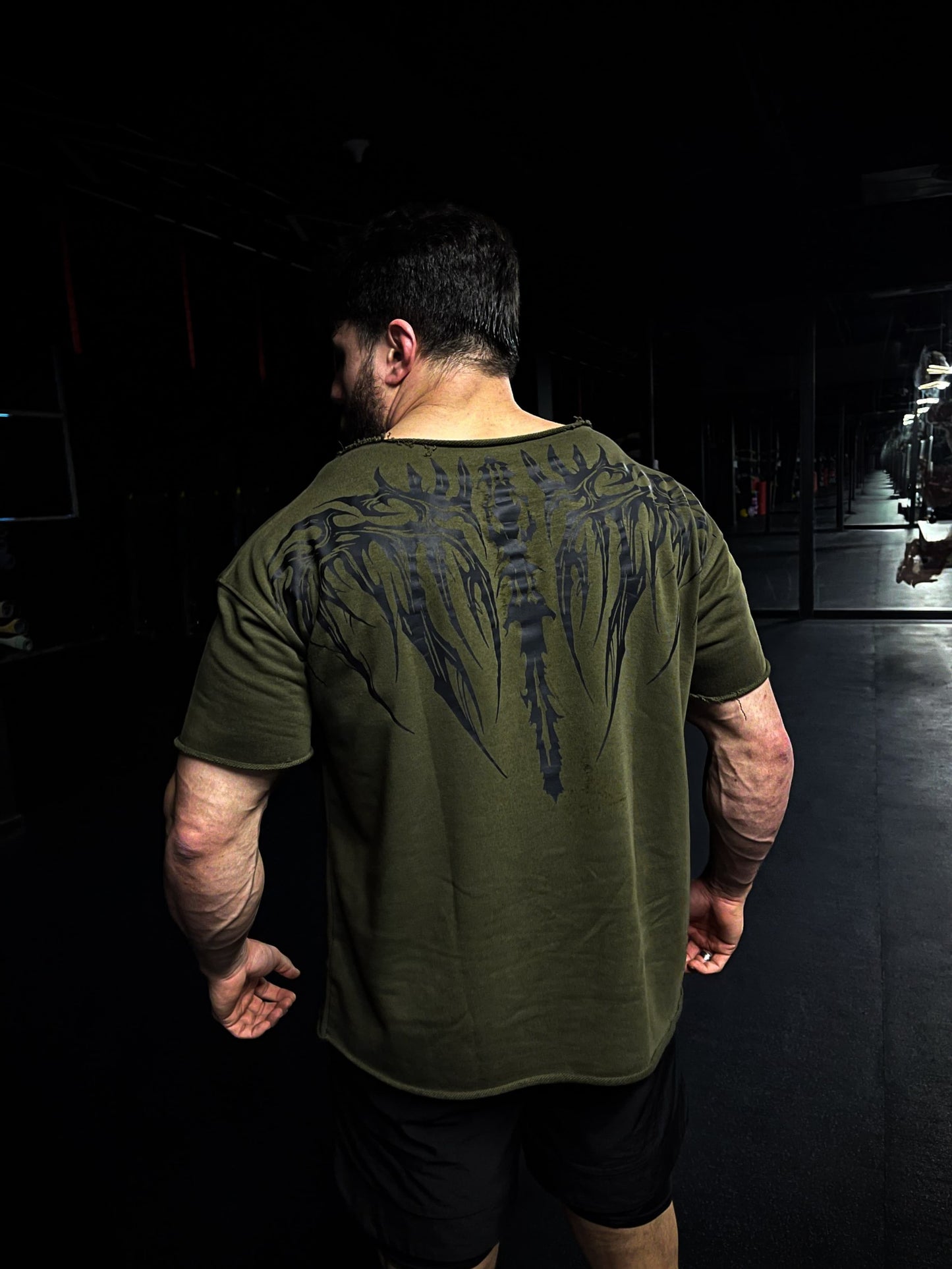 Wide Neck Oversized T-Shirt - Olive V1